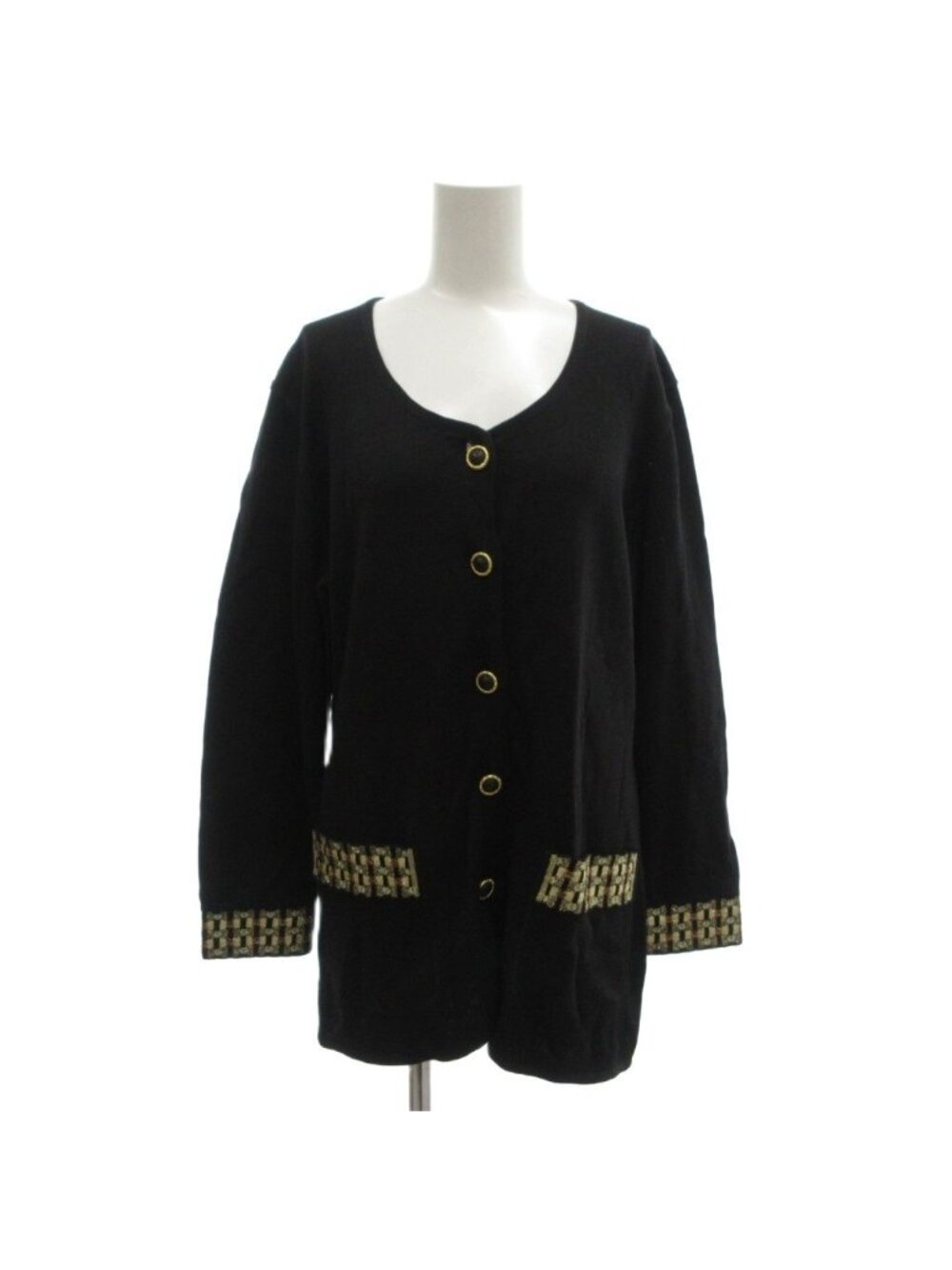Fendi Vintage Cotton Cardigan Embroidery Gold Button V-neck Long Sleeve 42
